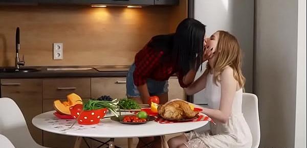  Lesbians Stuffing their Pussies on Thanksgiving